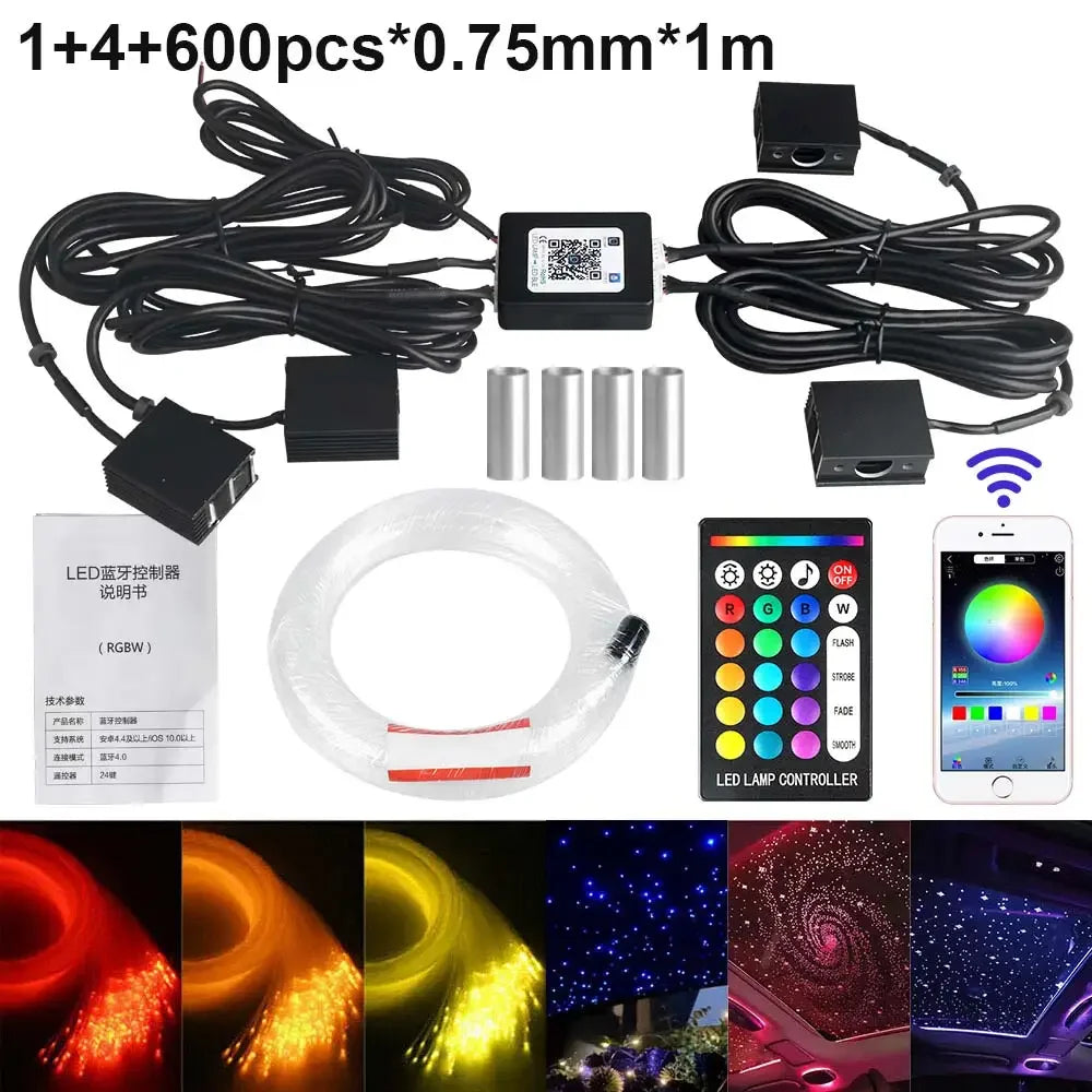 Luce Stellare per Tetto Auto RGBW - Controllo APP - Cielo Stellato a Fibre Ottiche per Auto o Casa