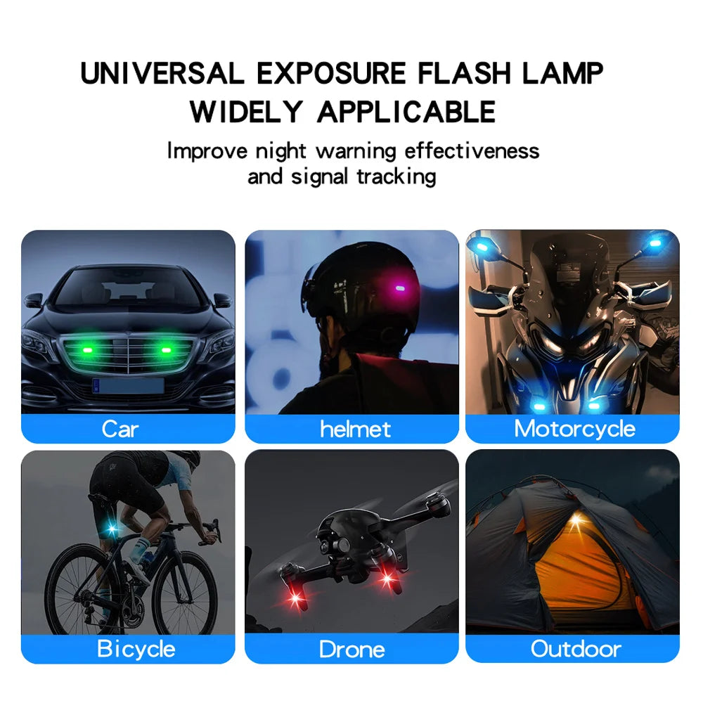 2/4 Pezzi Luci Stroboscopiche LED Wireless per Auto - Luci Atmosfera a 8 Colori Ricaricabili - Luce di Avvertimento Anti-Collisione