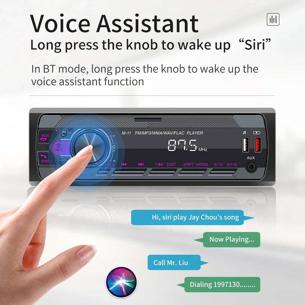 Hikity Universal 1DIN Car MP3 Player Bluetooth Radio Stereo Radio AM/FM, Bluetooth, Supporto USB/SD/AUX-IN, Push to Talk Assistant