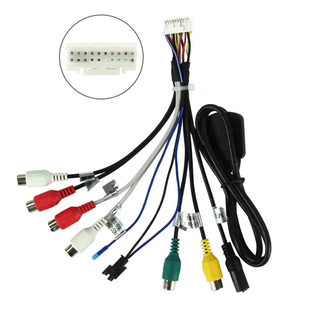 MEKEDE Cavo RCA Audio Video 20 Pin con WIFI/4G SIM AUX Microfono Accessorio universale per autoradio Android, adattatore cavo