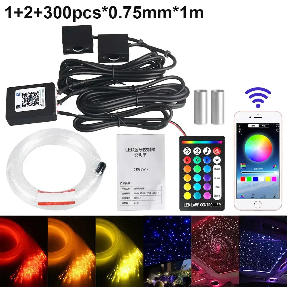 Luce Stellare per Tetto Auto RGBW - Controllo APP - Cielo Stellato a Fibre Ottiche per Auto o Casa
