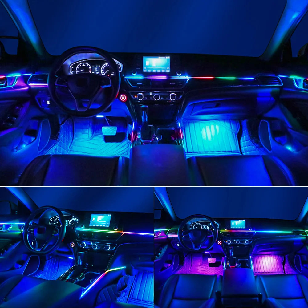Luce Ambiente Acrilica LED per Auto RGB - 14/18 in 1 213 Colori - Modalità Symphony - Controllo APP - Una/Due Zone