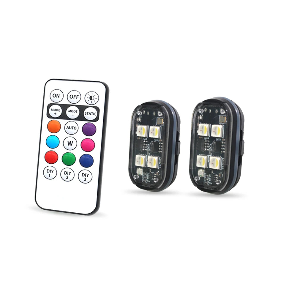 2/4 Pezzi Luci Stroboscopiche LED Wireless per Auto - Luci Atmosfera a 8 Colori Ricaricabili - Luce di Avvertimento Anti-Collisione