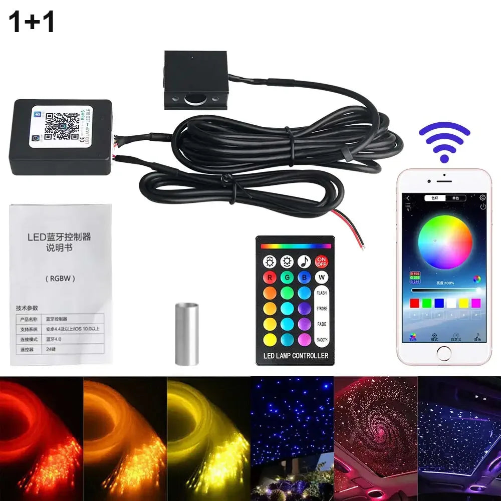 Luce Stellare per Tetto Auto RGBW - Controllo APP - Cielo Stellato a Fibre Ottiche per Auto o Casa