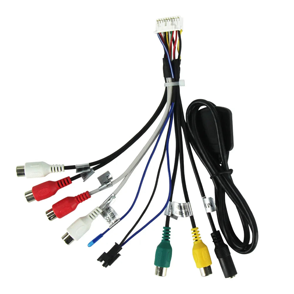 MEKEDE Cavo RCA Audio Video 20 Pin con WIFI/4G SIM AUX Microfono Accessorio universale per autoradio Android, adattatore cavo