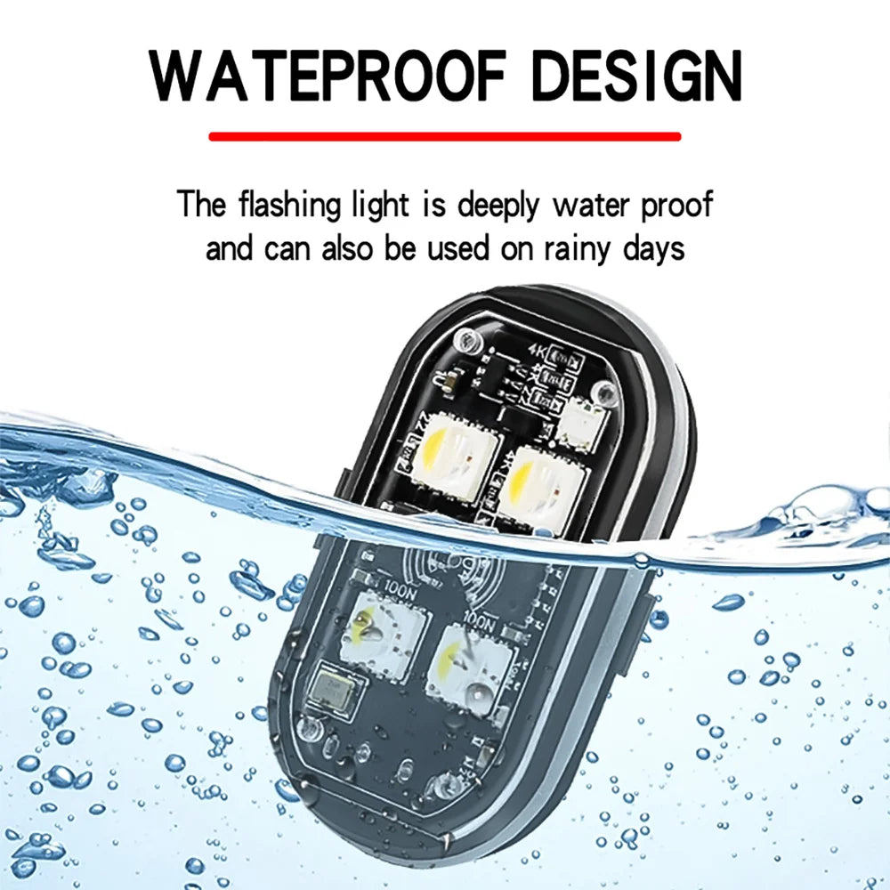 2/4 Pezzi Luci Stroboscopiche LED Wireless per Auto - Luci Atmosfera a 8 Colori Ricaricabili - Luce di Avvertimento Anti-Collisione