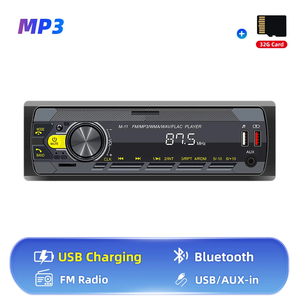 Hikity Universal 1DIN Car MP3 Player Bluetooth Radio Stereo Radio AM/FM, Bluetooth, Supporto USB/SD/AUX-IN, Push to Talk Assistant
