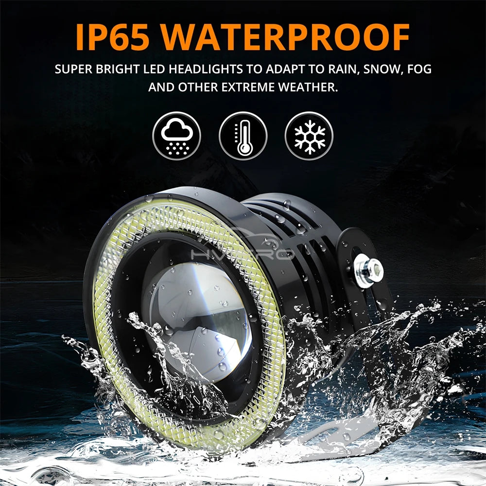 Set 2 Pezzi Fendinebbia LED COB Angel Eyes per Auto Luce diurna DRL – Impermeabile – 64mm / 76mm / 89mm – 12V – Universale