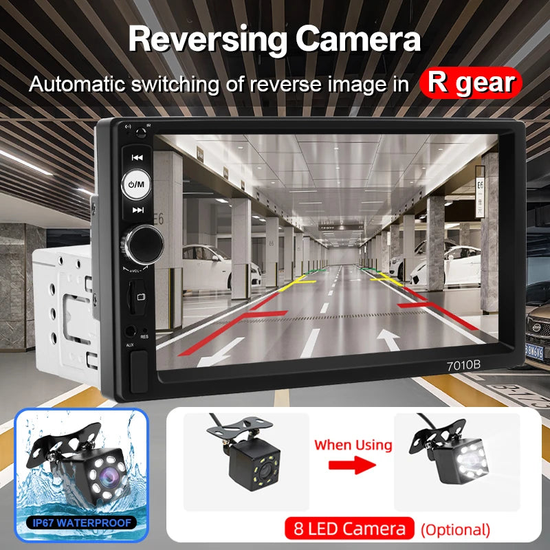 HIPPCRON Autoradio 1 DIN con Schermo Touch da 7" HD Stereo Multimediale MP5 Universale con MirrorLink, FM, USB, Bluetooth, Scheda TF e Ingresso AUX