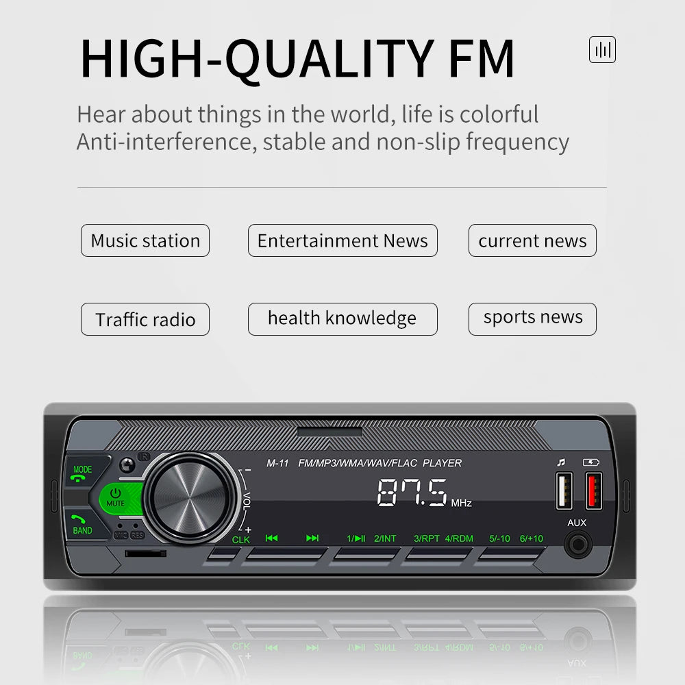 Hikity Universal 1DIN Car MP3 Player Bluetooth Radio Stereo Radio AM/FM, Bluetooth, Supporto USB/SD/AUX-IN, Push to Talk Assistant