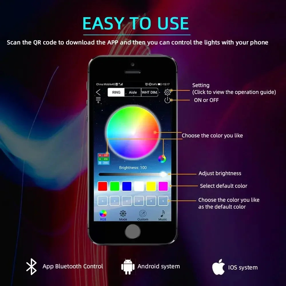 Anelli LED RGB Angel Eyes con Luce di Direzione – Controllo App Bluetooth Per KTM RC390 / RC200 / RC125 / BAJA RS200 – Anelli Multicolore Universali per Faro Auto/Moto