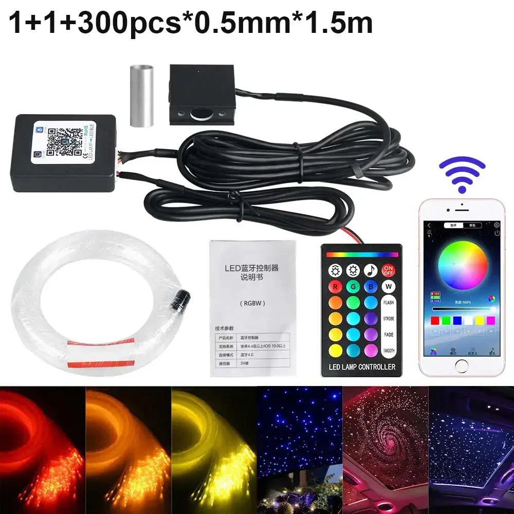 Luce Stellare per Tetto Auto RGBW - Controllo APP - Cielo Stellato a Fibre Ottiche per Auto o Casa