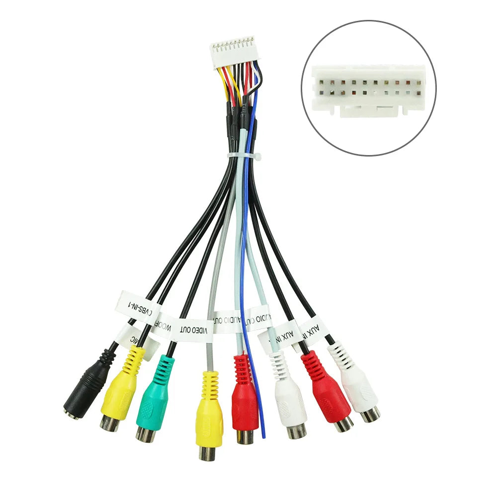 MEKEDE Cavo RCA Audio Video 20 Pin con WIFI/4G SIM AUX Microfono Accessorio universale per autoradio Android, adattatore cavo