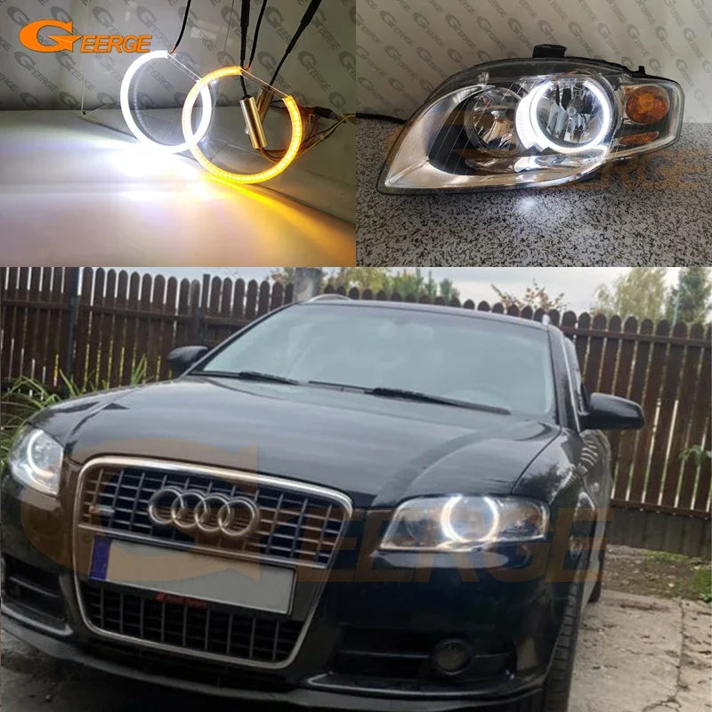 Kit di indicatori di direzione Angel Eyes a LED SMD con anelli Halo per Audi A3 A4 S4 RS4 B7 Ultra Bright A/W Switchback Day Light