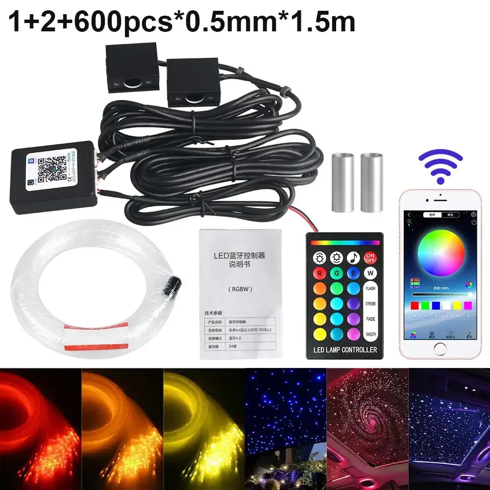 Luce Stellare per Tetto Auto RGBW - Controllo APP - Cielo Stellato a Fibre Ottiche per Auto o Casa