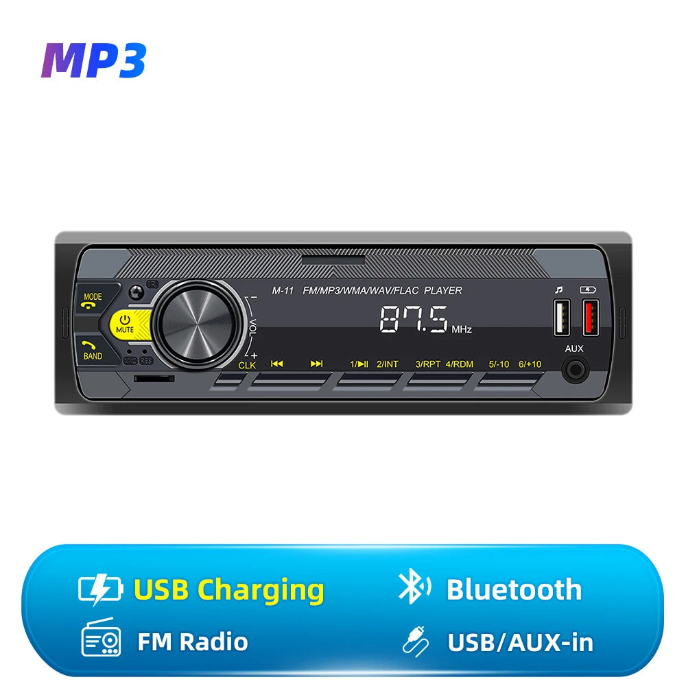 Hikity Universal 1DIN Car MP3 Player Bluetooth Radio Stereo Radio AM/FM, Bluetooth, Supporto USB/SD/AUX-IN, Push to Talk Assistant