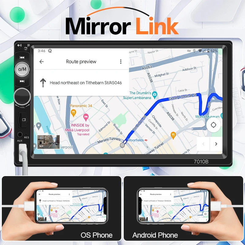 HIPPCRON Autoradio 1 DIN con Schermo Touch da 7" HD Stereo Multimediale MP5 Universale con MirrorLink, FM, USB, Bluetooth, Scheda TF e Ingresso AUX