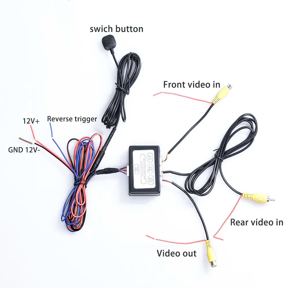 Convertitore di canali video per telecamera di parcheggio per auto, commutazione automatica, vista anteriore/vista laterale/vista posteriore, scatola di controllo per vista posteriore con manuale