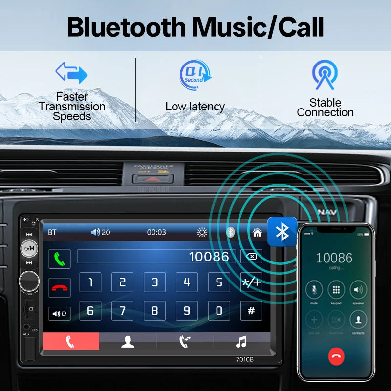HIPPCRON Autoradio 1 DIN con Schermo Touch da 7" HD Stereo Multimediale MP5 Universale con MirrorLink, FM, USB, Bluetooth, Scheda TF e Ingresso AUX