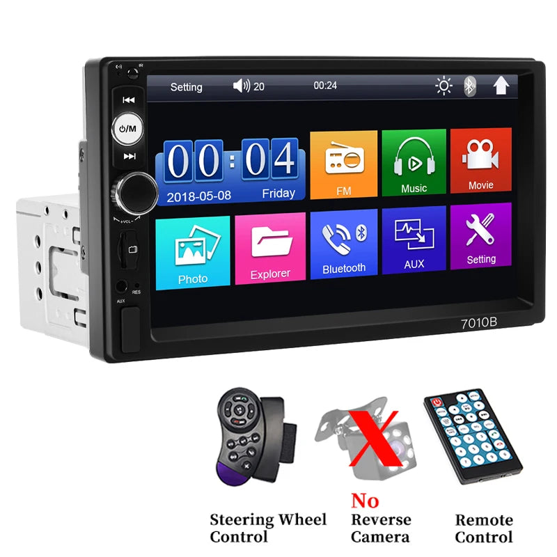 HIPPCRON Autoradio 1 DIN con Schermo Touch da 7" HD Stereo Multimediale MP5 Universale con MirrorLink, FM, USB, Bluetooth, Scheda TF e Ingresso AUX
