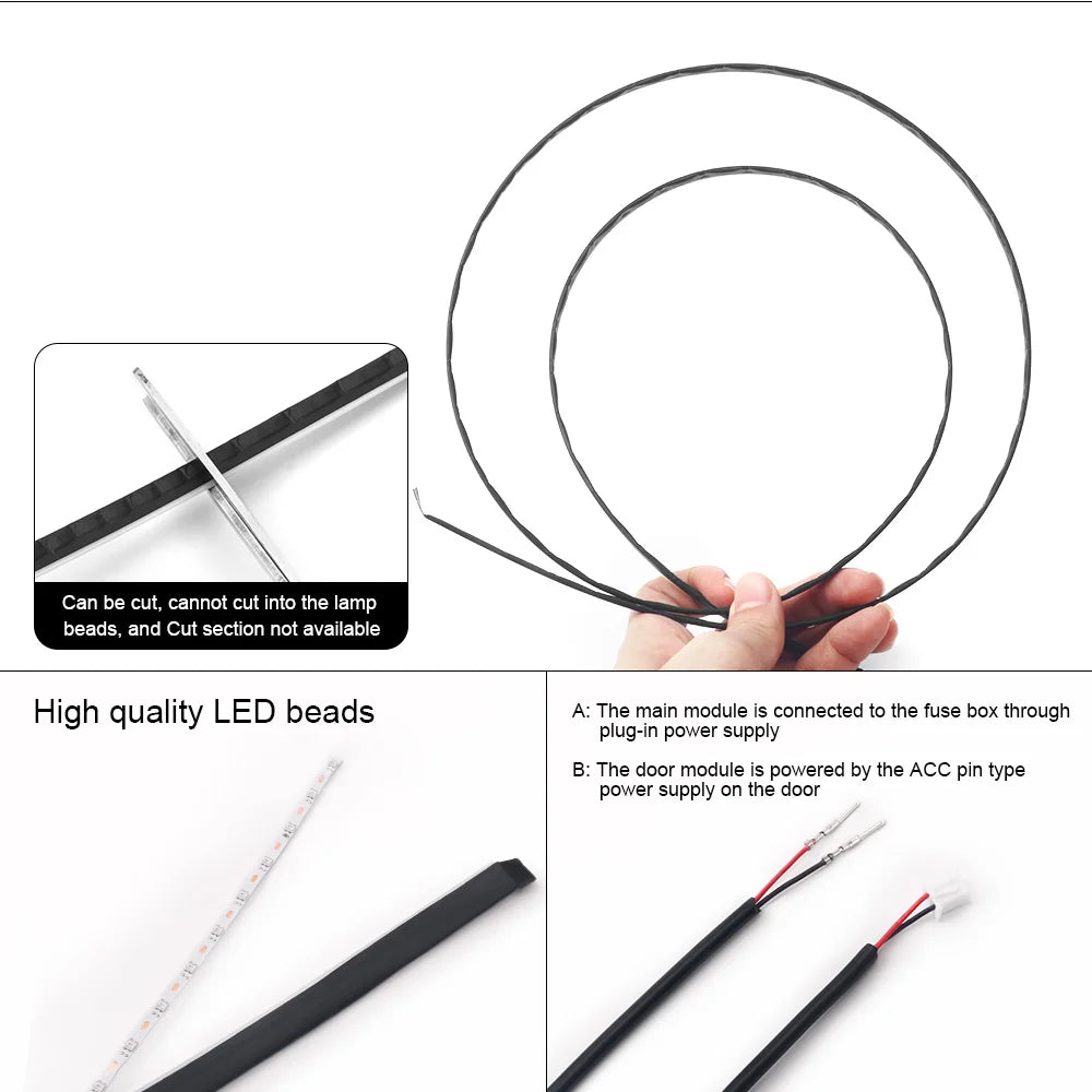 Kit Luci LED Ambientali per Auto - 18 in 1 Dual Zone Symphony Streamer Illuminazione Interna RGB a Colori Completi con Strisce Acriliche e Controllo App