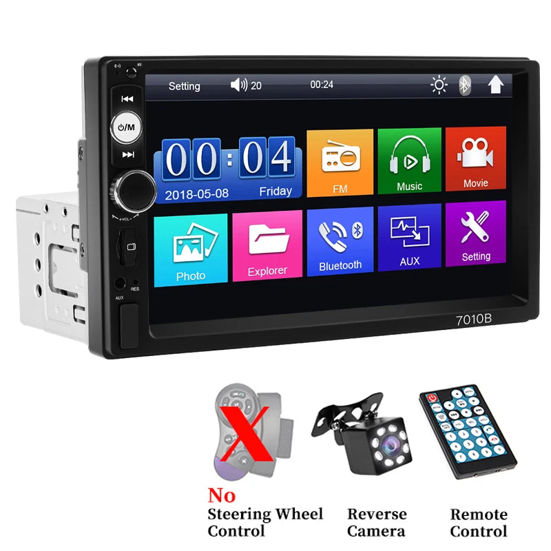 HIPPCRON Autoradio 1 DIN con Schermo Touch da 7" HD Stereo Multimediale MP5 Universale con MirrorLink, FM, USB, Bluetooth, Scheda TF e Ingresso AUX
