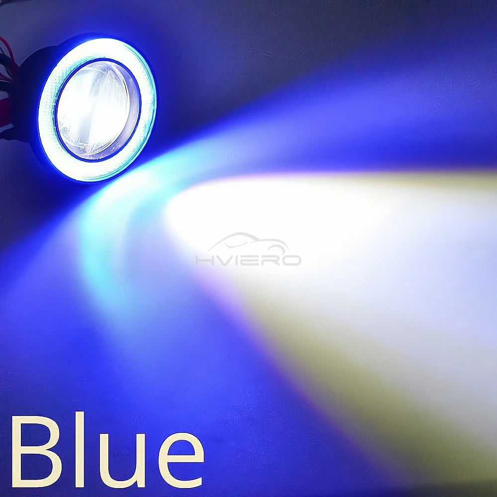 Set 2 Pezzi Fendinebbia LED COB Angel Eyes per Auto Luce diurna DRL – Impermeabile – 64mm / 76mm / 89mm – 12V – Universale