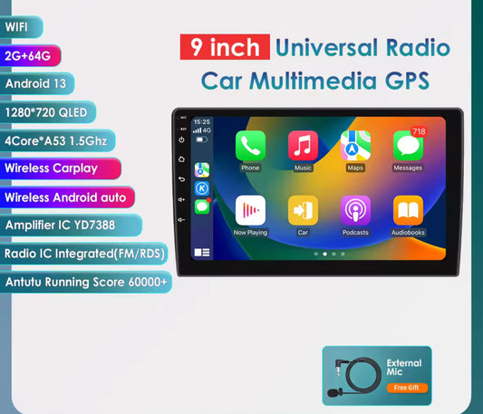 Autoradio universale 9 pollici (2gb+64gb)