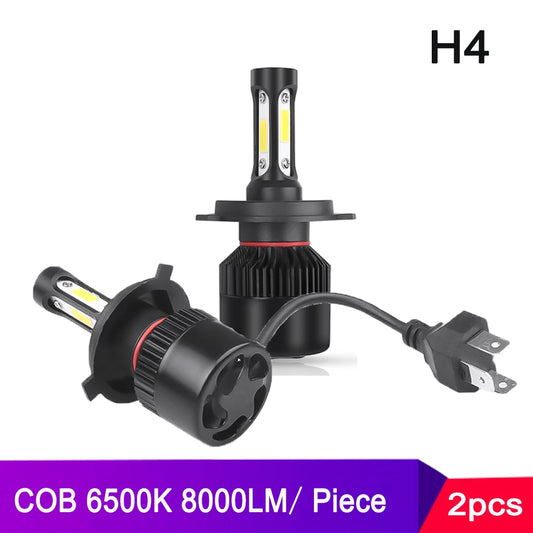 2 pezzi H4 LED fari auto 3 chip COB Auto S2 lampadine per fari auto 72W 8000LM accessori auto 6500K fendinebbia a LED 9-36V