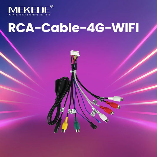 MEKEDE Cavo RCA Audio Video 20 Pin con WIFI/4G SIM AUX Microfono Accessorio universale per autoradio Android, adattatore cavo