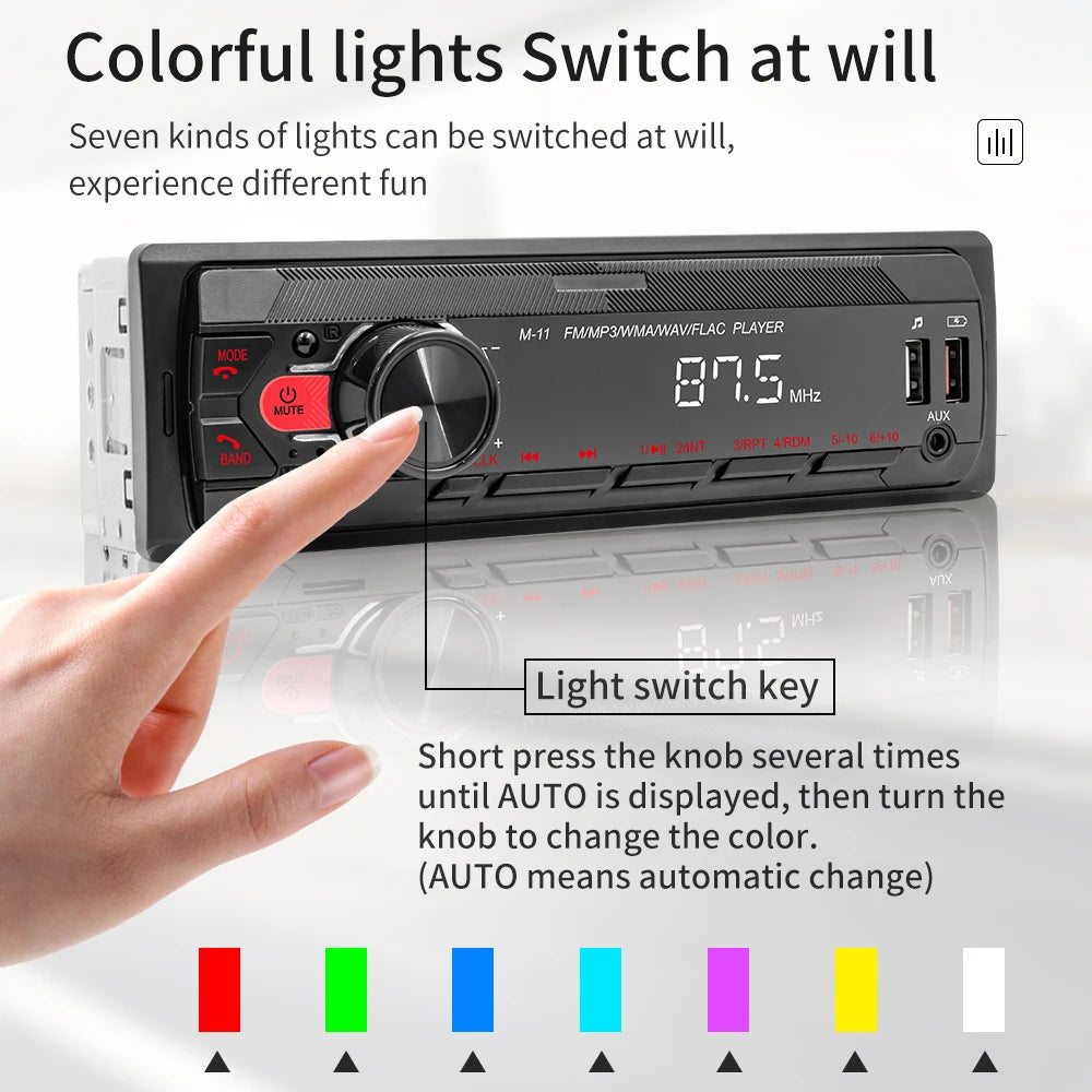 Hikity Universal 1DIN Car MP3 Player Bluetooth Radio Stereo Radio AM/FM, Bluetooth, Supporto USB/SD/AUX-IN, Push to Talk Assistant