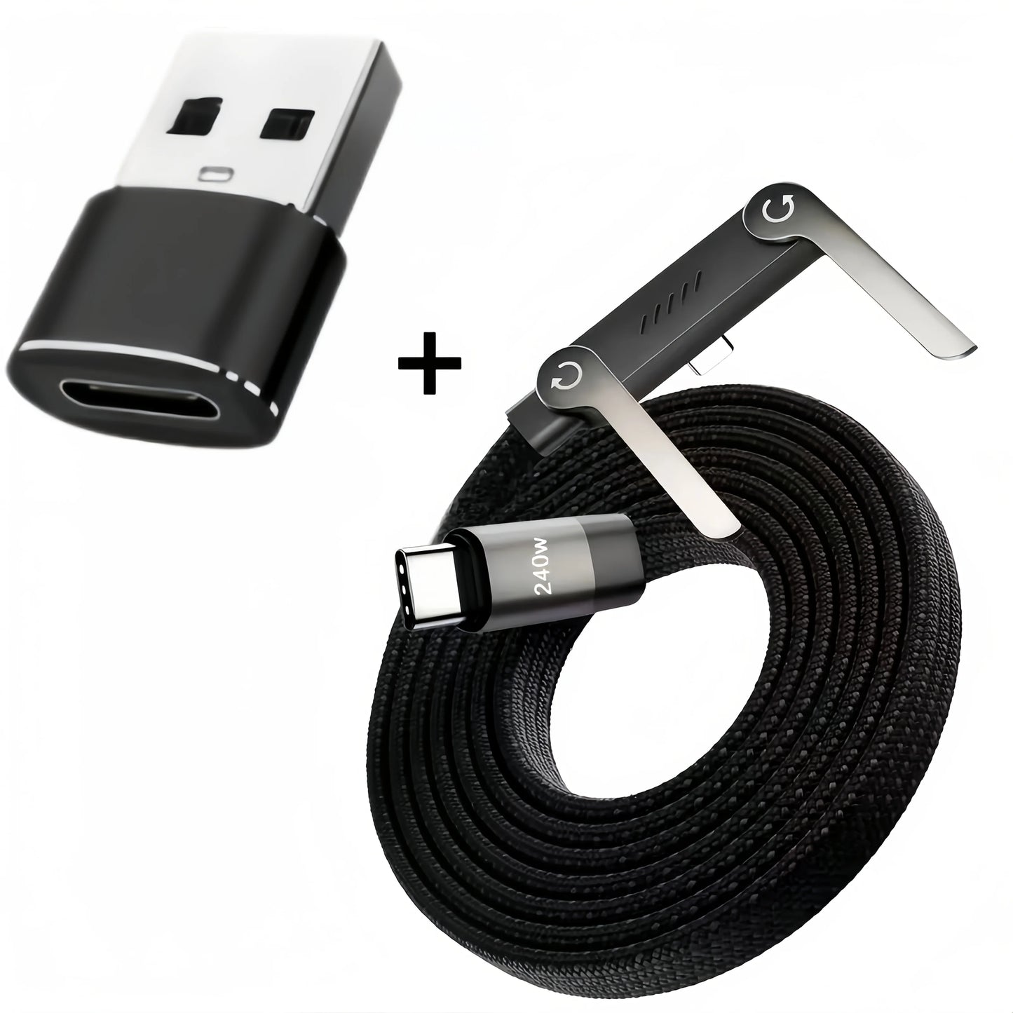 Cavo di Ricarica Pieghevole con Supporto Integrato: Ricarica Ultra-Rapida 240W e Trasmissione Dati per Smartphone e Tablet