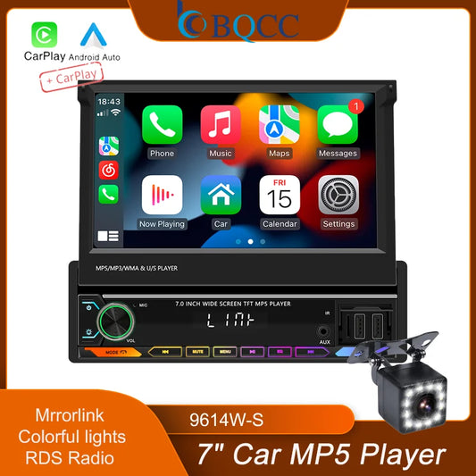 Autoradio 1 Din MP5 con Schermo Retrattile da 7"