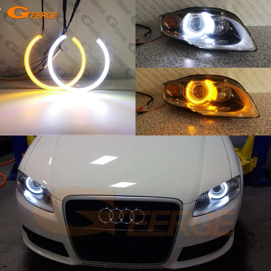 Kit di indicatori di direzione Angel Eyes a LED SMD con anelli Halo per Audi A3 A4 S4 RS4 B7 Ultra Bright A/W Switchback Day Light