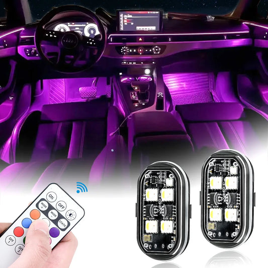 2/4 Pezzi Luci Stroboscopiche LED Wireless per Auto - Luci Atmosfera a 8 Colori Ricaricabili - Luce di Avvertimento Anti-Collisione