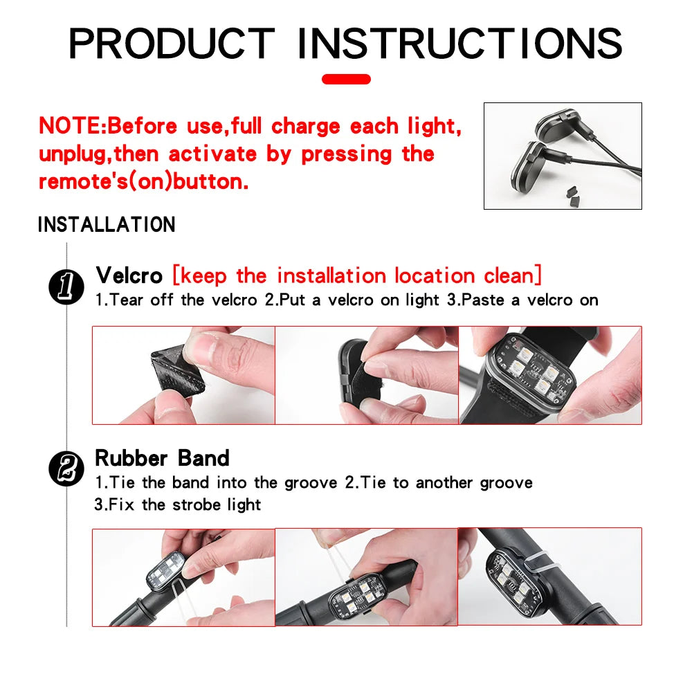 2/4 Pezzi Luci Stroboscopiche LED Wireless per Auto - Luci Atmosfera a 8 Colori Ricaricabili - Luce di Avvertimento Anti-Collisione